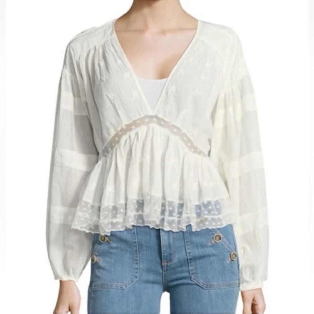 Free People White Nostalgic Feels Blouse, Size S - Picture 2 of 7